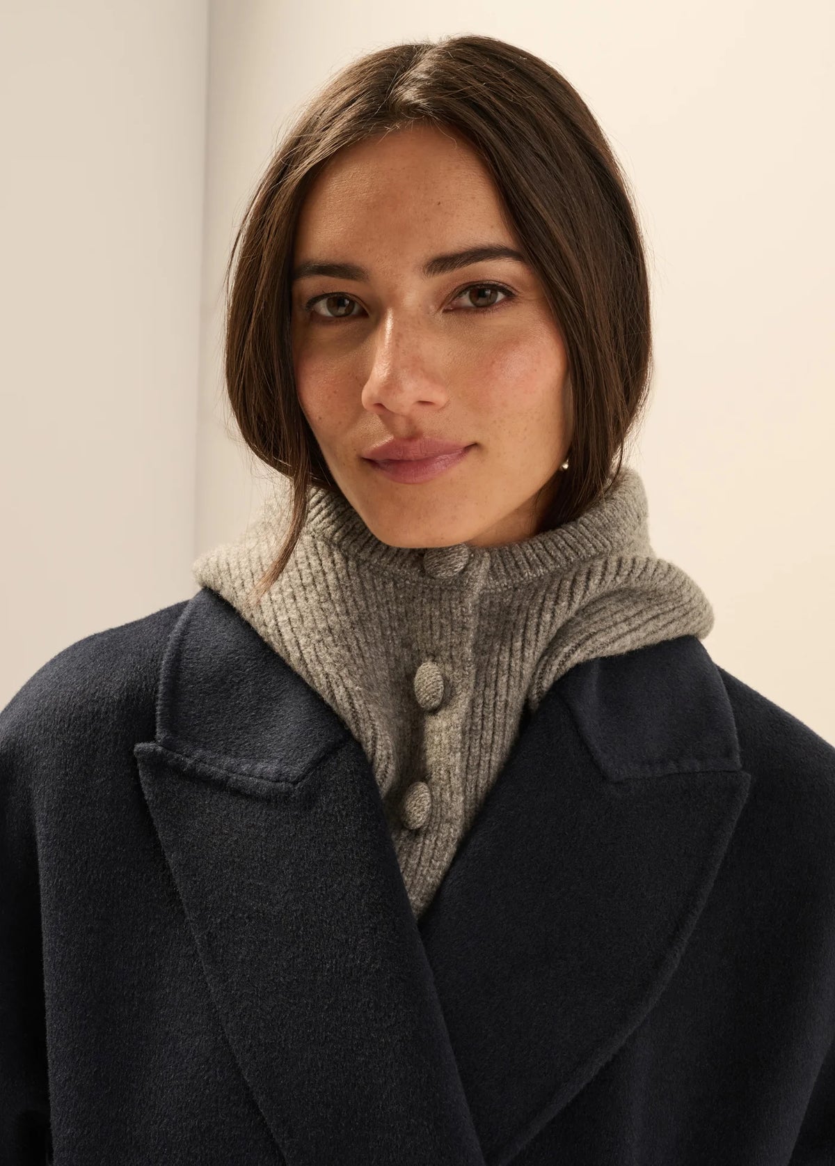 Favorite Daughter THE BUTTON BALACLAVA, soft cashmere-wool blend  hood, neck warmer, hat, balaclava, women's accessories