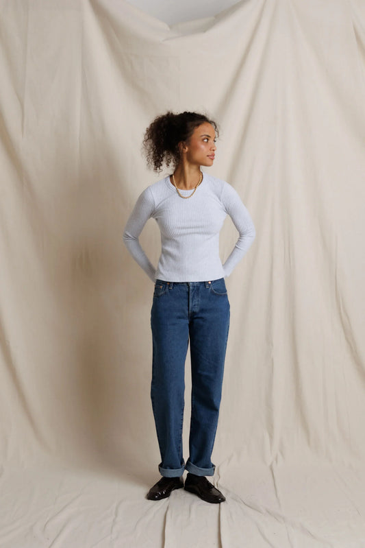 Perfect White Tee  Flora L/S Sweater Rib T-shirt, long-sleeved T-shirt, long sleeve shirt, women's clothing