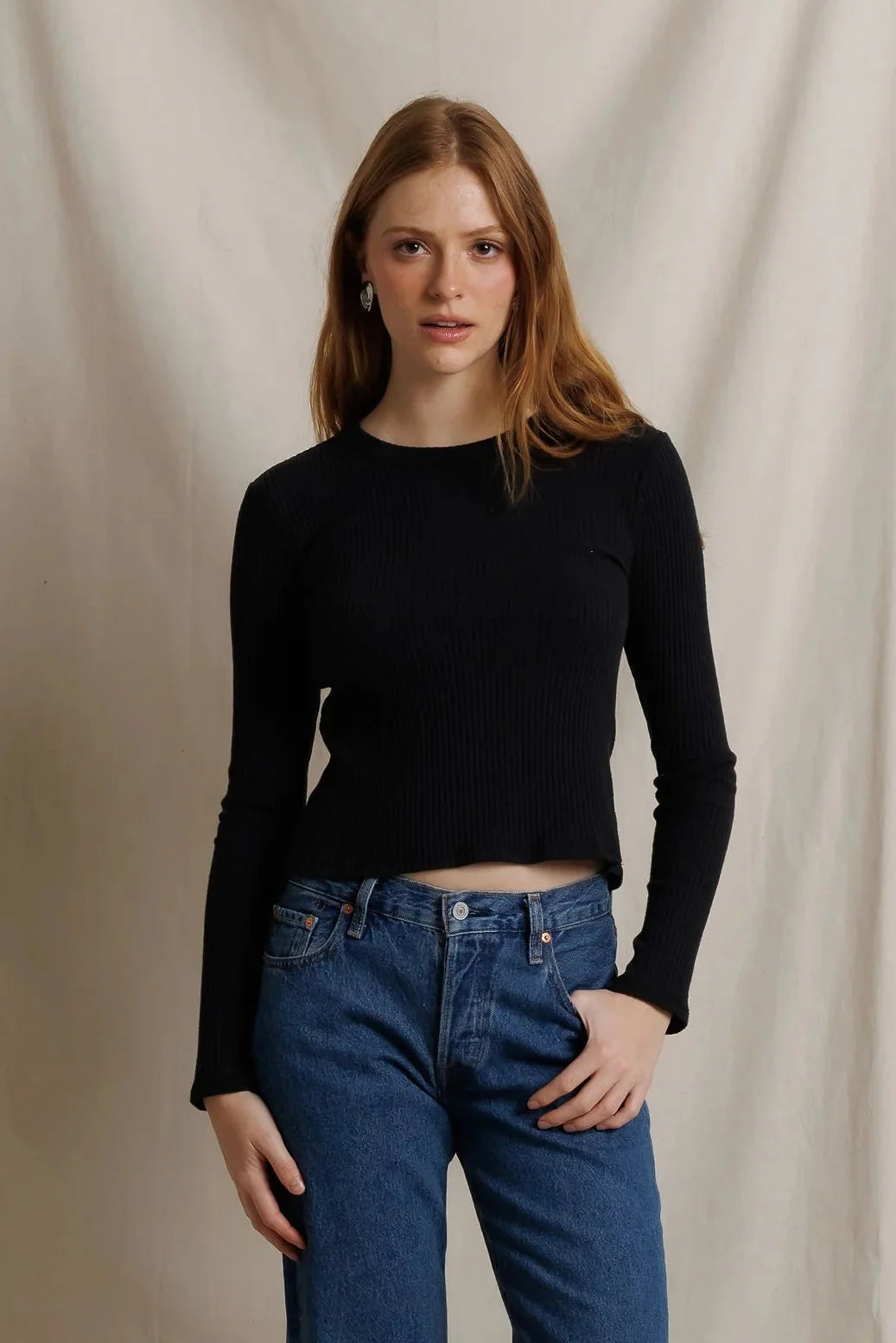 Perfect White Tee  Flora L/S Sweater Rib T-shirt, long-sleeved T-shirt, long sleeve shirt, women's clothing