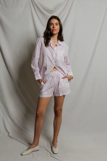 Perfect White Tee Julie Poplin Short, crispy cotton poplin, these shorts have a fresh, structured feel, elastic waistband shorts, women's clothing
