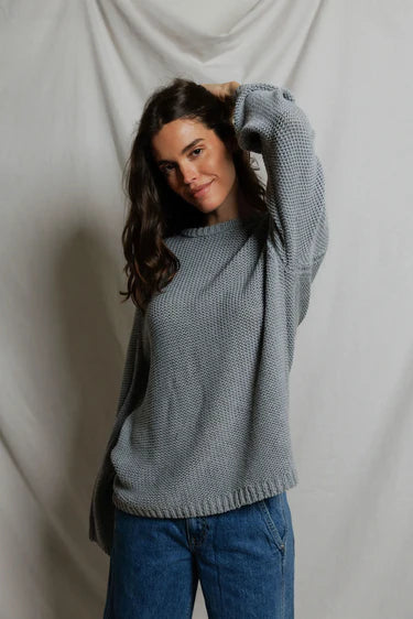 Perfect White Tee Margaret Crewneck Sweater, chunky open knit, 100% cotton, lightweight sweater, women's clothing