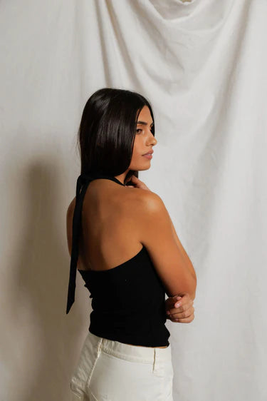 Perfect White Tee Marla Luxe Rib Halter, halter top, sleeveless top, women's clothing