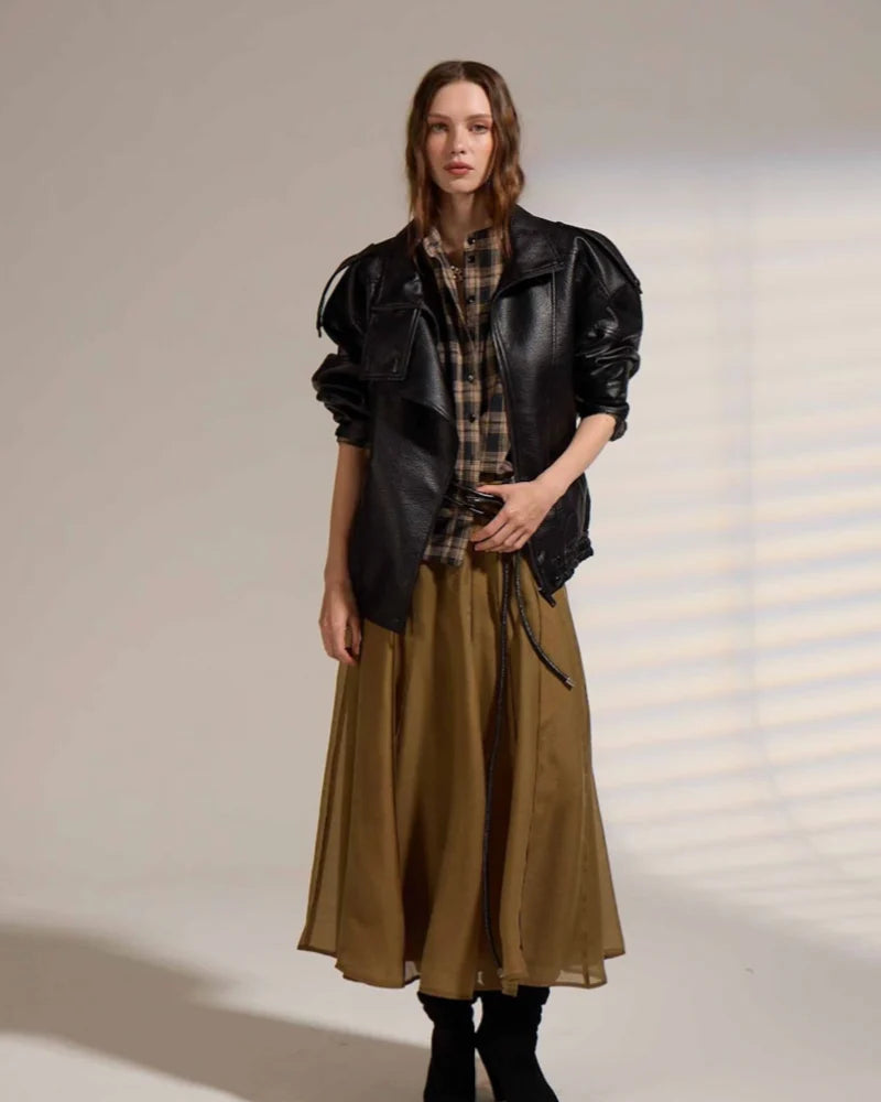 Deluc Misti Vegan Leather Jacket, faux leather jacket with an oversized fit, women's outerwear