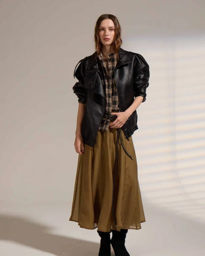 Deluc Misti Vegan Leather Jacket, faux leather jacket with an oversized fit, women's outerwear