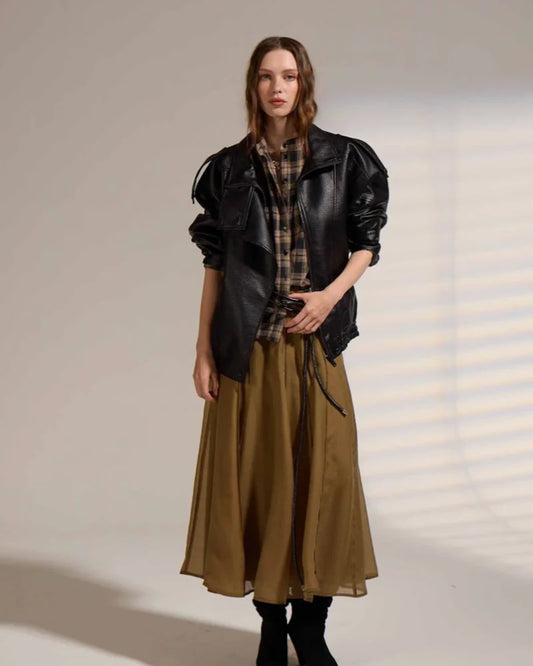 Deluc Misti Vegan Leather Jacket, faux leather jacket with an oversized fit, women's outerwear