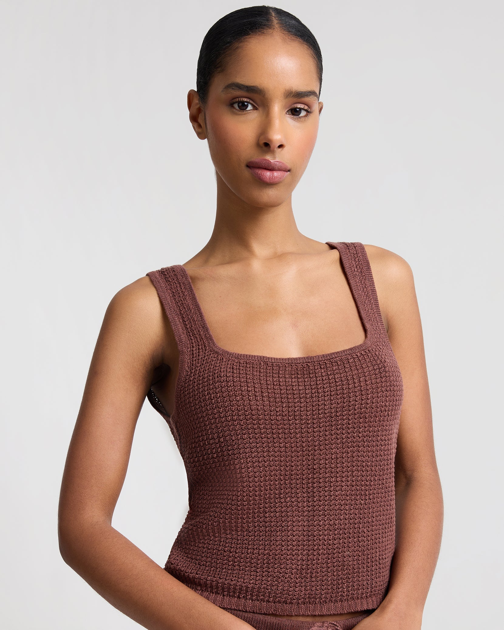 onia Knit Square Neck Tank, tank shirt, sleeveless top, matching set, women's clothing
