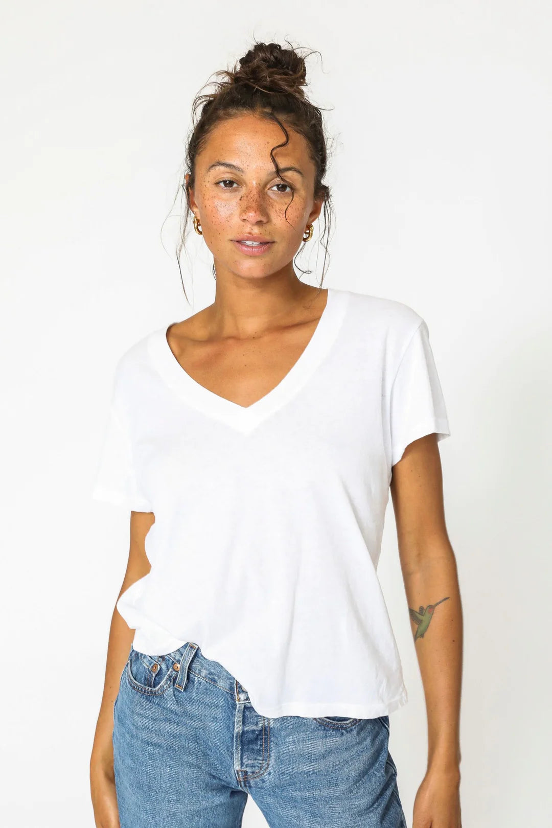 Perfect White Tee, Hendrix, cotton boxy v neck tee, Short Sleeve V-Neck, tee tshirt, womens shirts, casual t-shirt, women's clothing