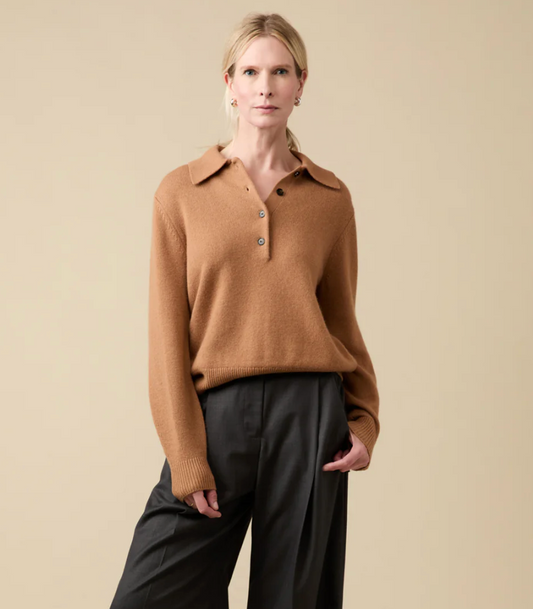 soldout.nyc The Cashmere Polo, cashmere sweater, polo, women's clothing