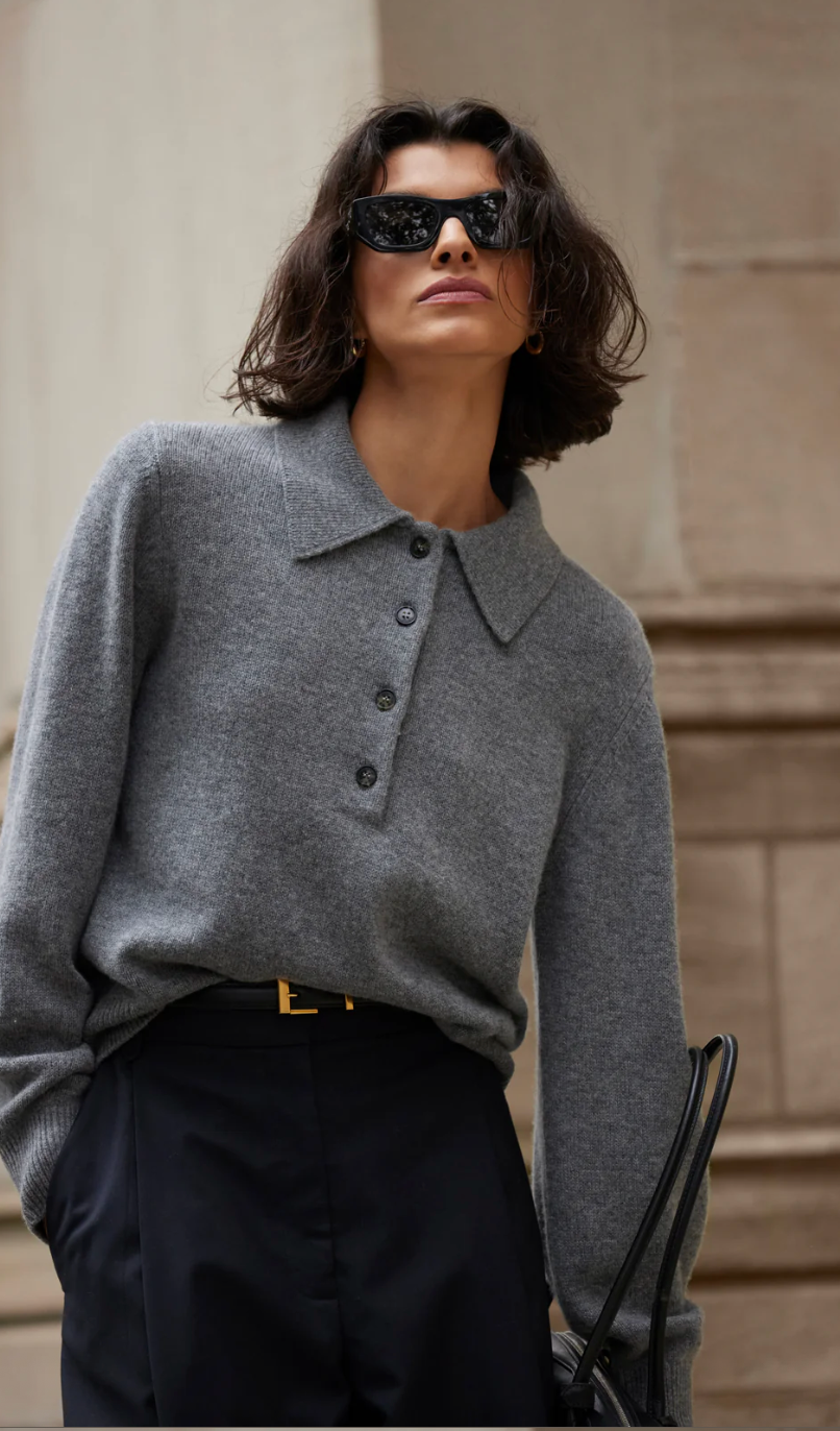 soldout.nyc The Cashmere Polo, cashmere sweater, polo, women's clothing