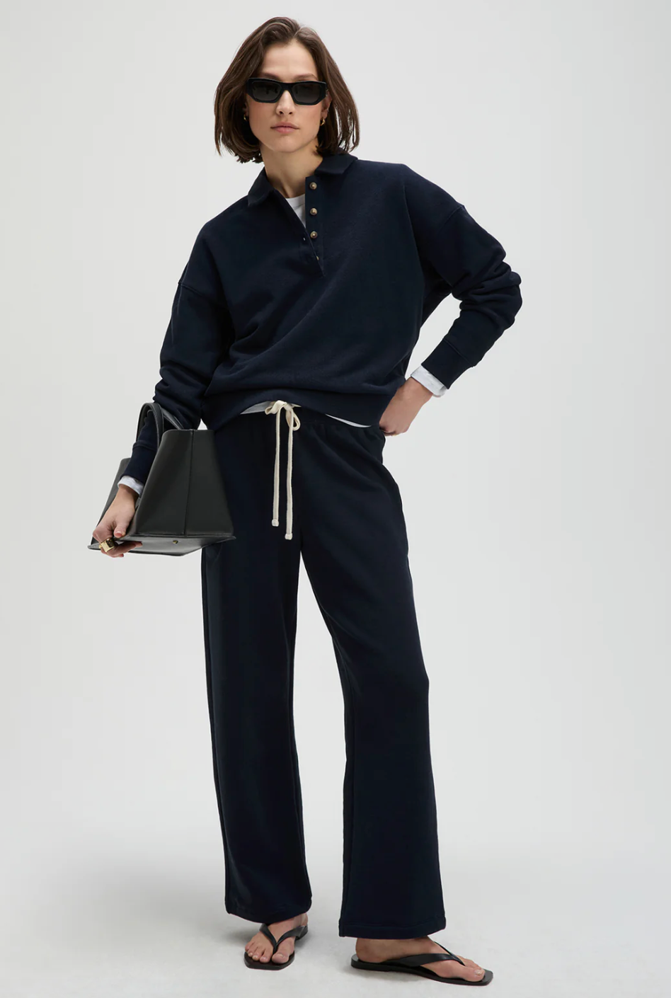 soldout.nyc The French Terry Polo, polo sweatshirt, terry cloth sweatshirt, collared sweatshirt, women's clothing