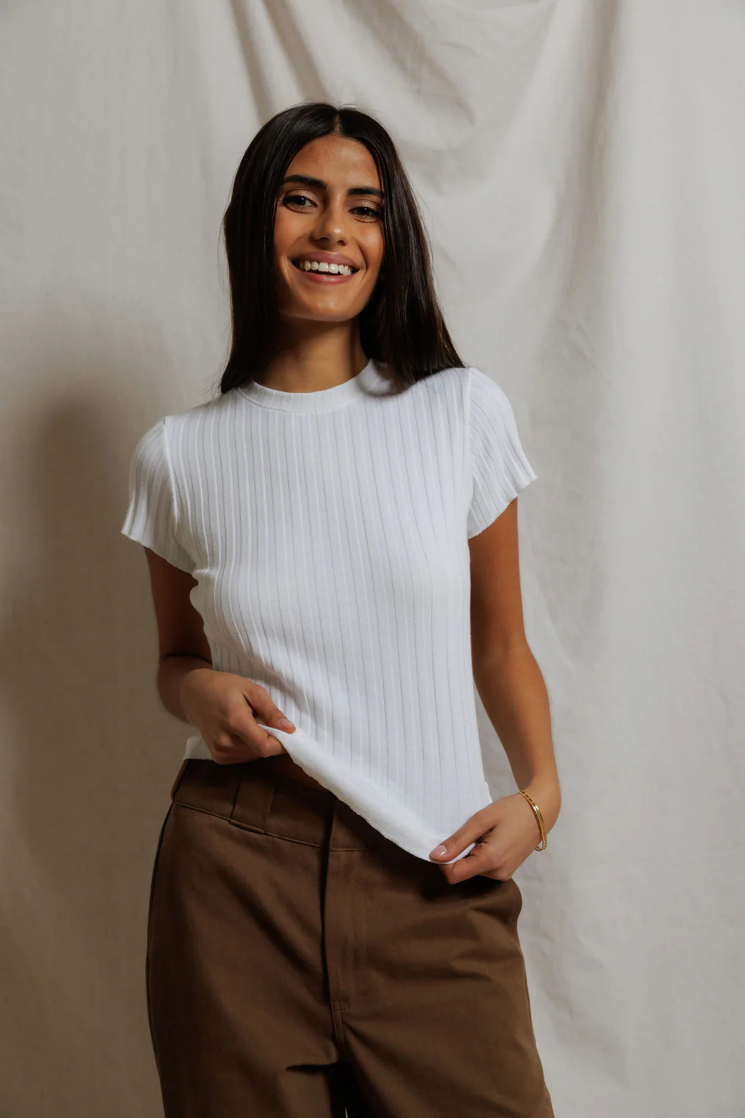 Perfect White Tee Suri Rib Crewneck Short Sleeve, shirt, t-shirt, women's clothing