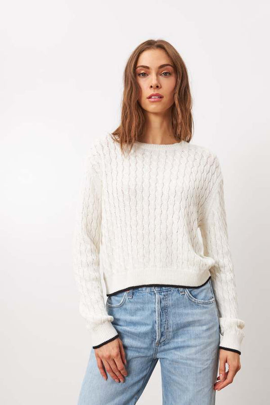 Line Tess Cable Crew, crewneck sweater, sweater, cable knit sweater, women's clothing