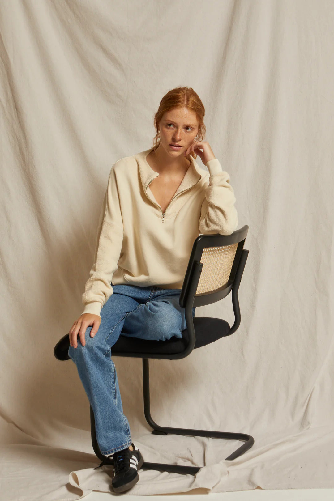 Perfect White Tee Tyra 1/4 Zip, pullover, sweatshirt, fleece sweatshirt, women's clothing