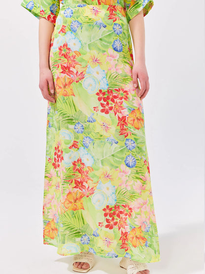 Hayley Menzies A-Line Silk Maxi Skirt, skirt, summer skirt, resort wear, flower print skirt, women's clothing