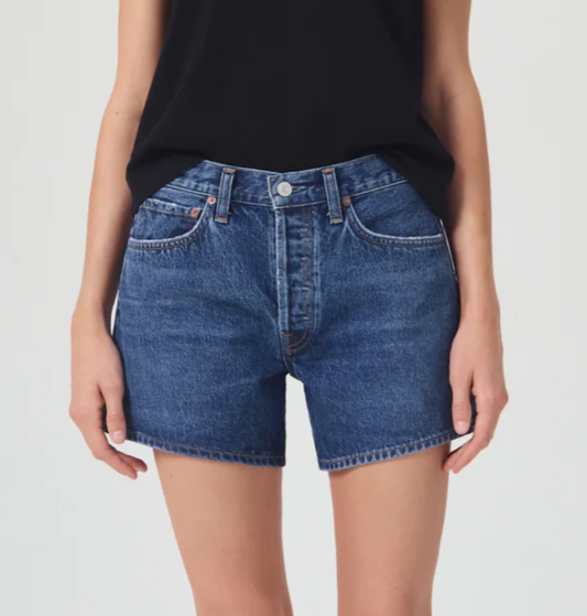 AGOLDE Parker Long Short, jean shorts, hemmed jean shorts, denim shorts, women's clothing