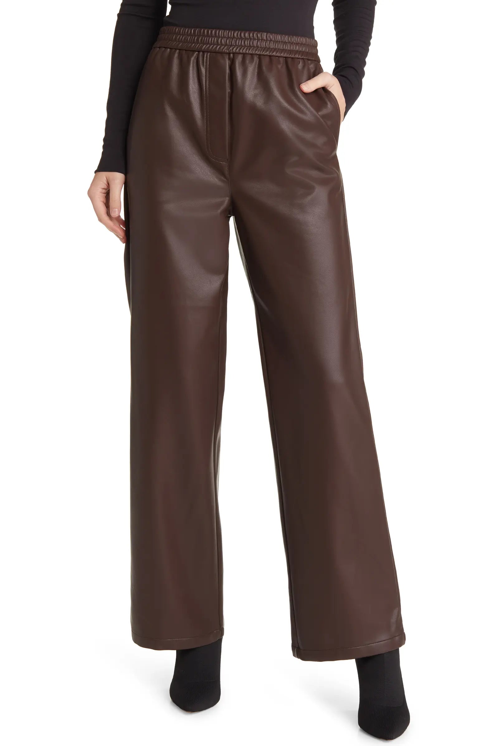 The Range Vegan Leather Wide Leg Pant
