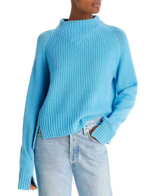 Monrow Wool Cashmere Mock Neck sweater, women's clothing, wool sweater, sweater, mockneck sweater, fashion