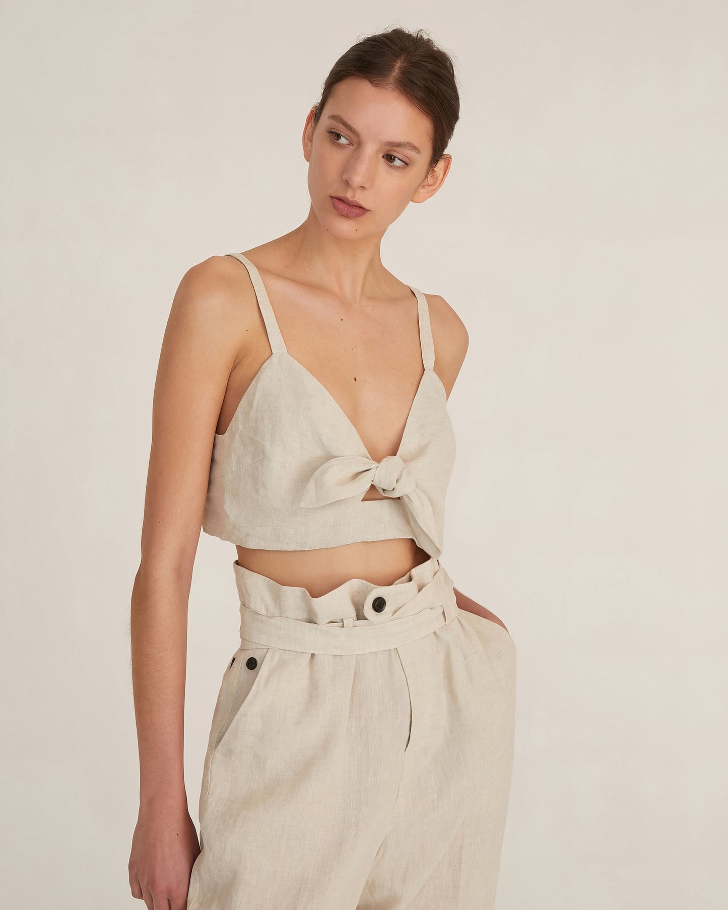 Marissa Webb Paloma Linen Tie Front Top