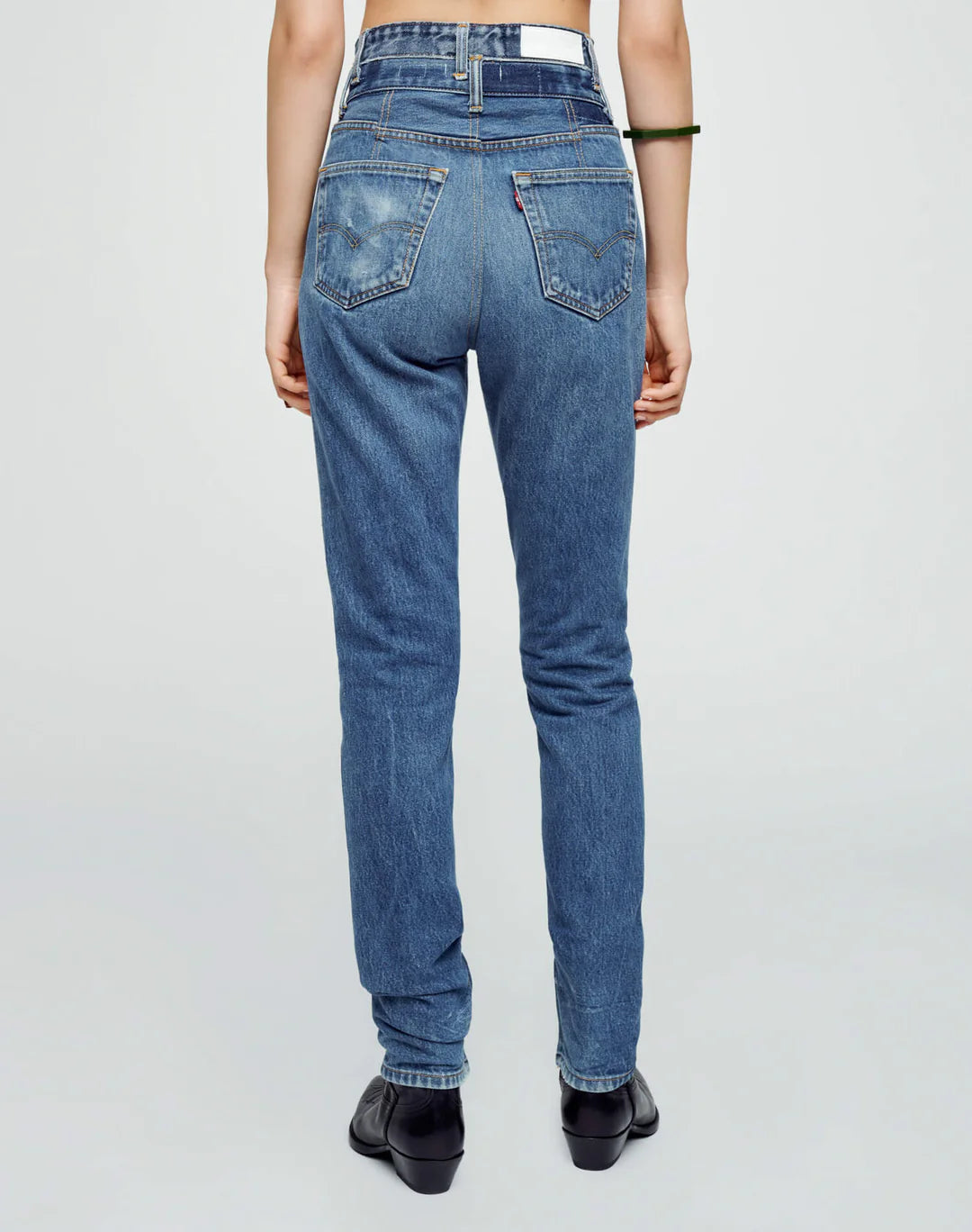 RE/DONE Double Waisted Drainpipe Jean, ultra high-rise denim, slim fit jean, full-length inseam, jeans, denim jean, women's clothing