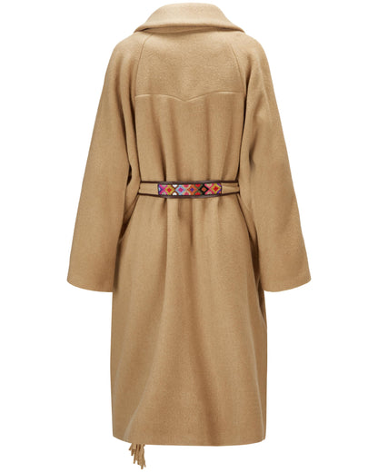 Bazar Deluxe Camel Wool Coat with Fringes